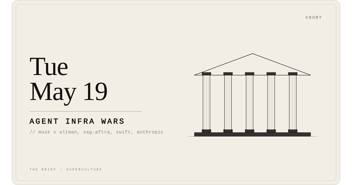 Agent Infra Wars — Tuesday, May 19, 2026