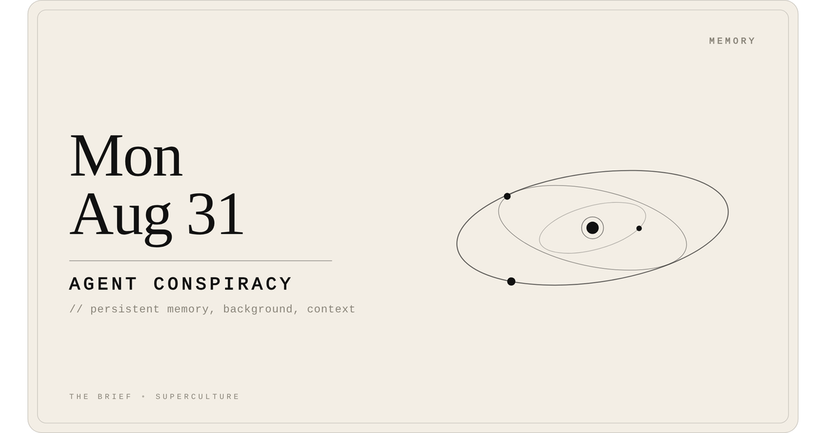Agent Conspiracy — Monday, August 31, 2026